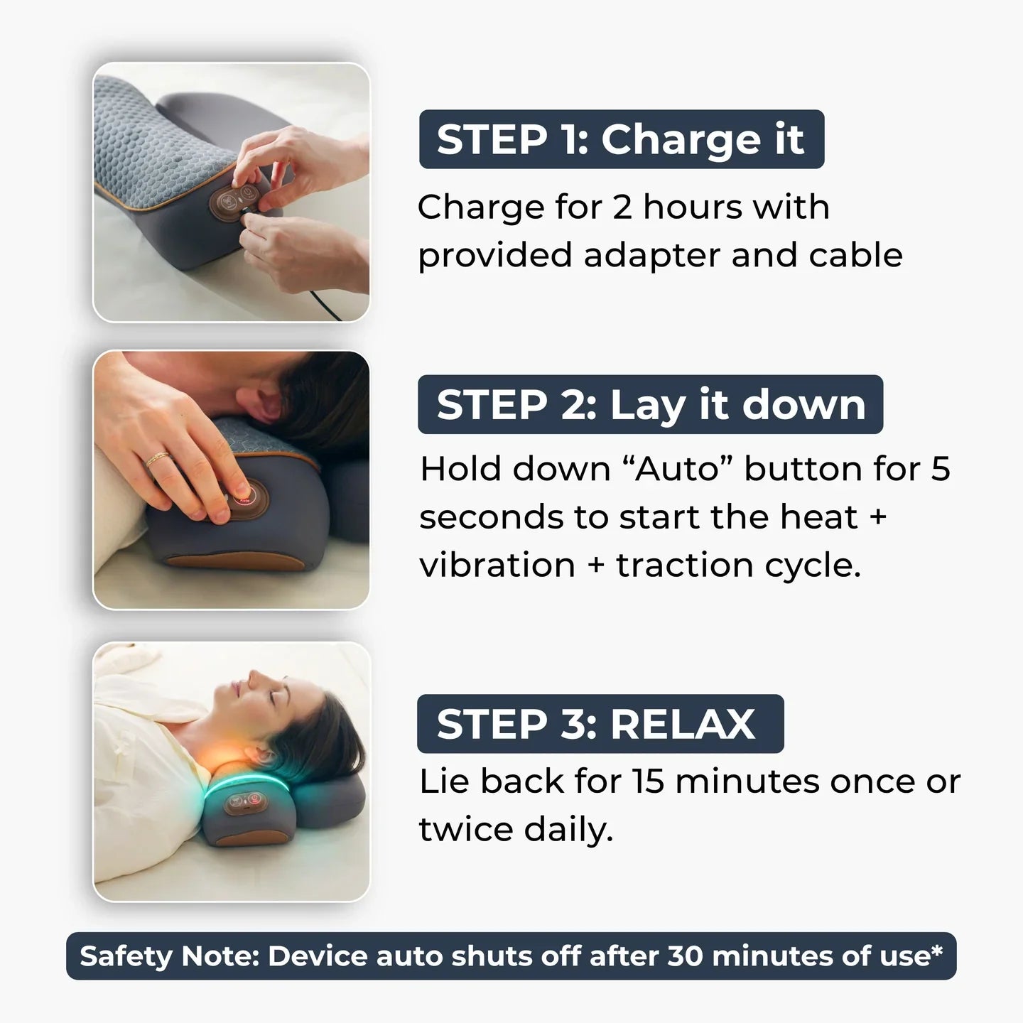 3-in-1 Neck Relief Pillow — Heat, Massage & Gentle Stretch